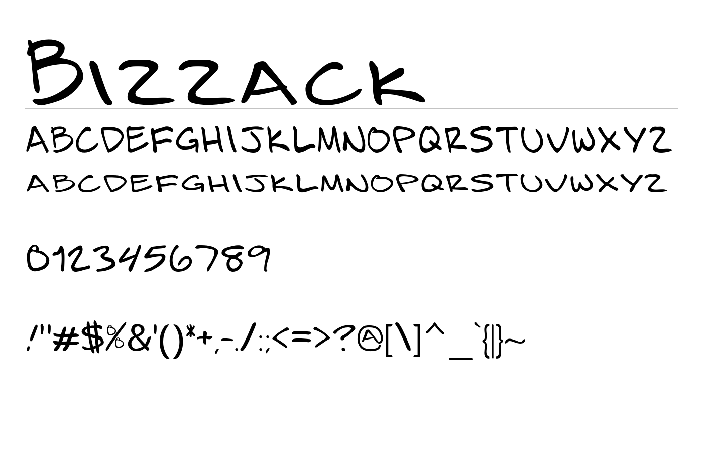 Bizzack Font preview