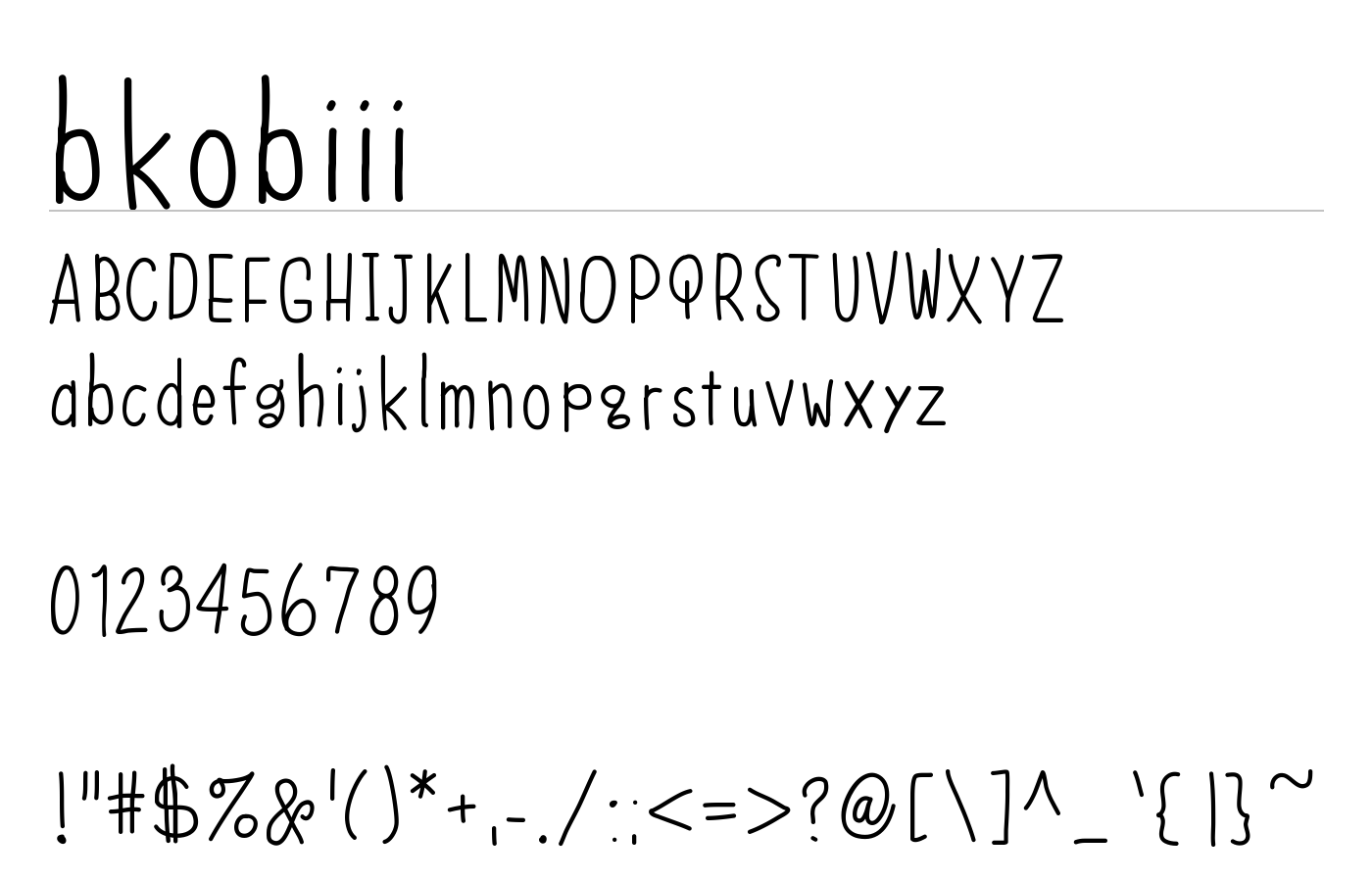 bkobiii Font preview