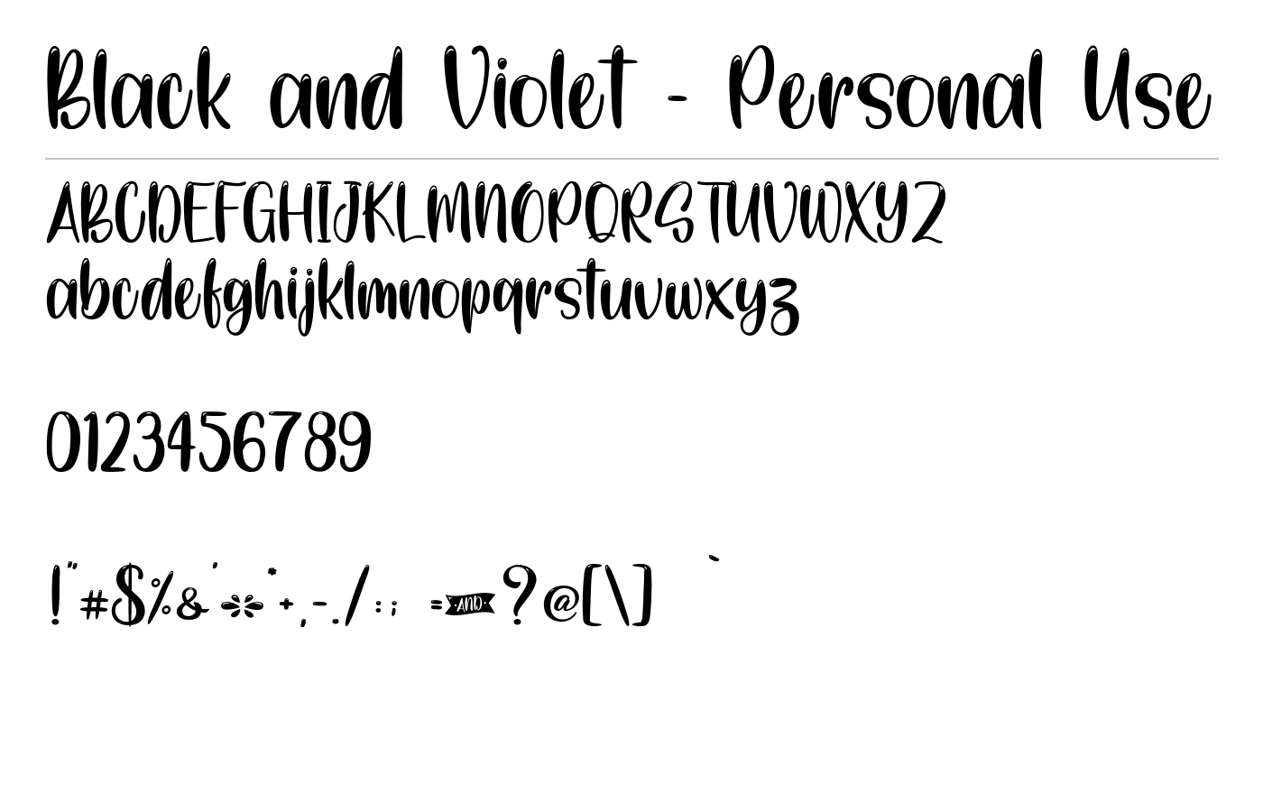 Black and Violet - Personal Use Font preview