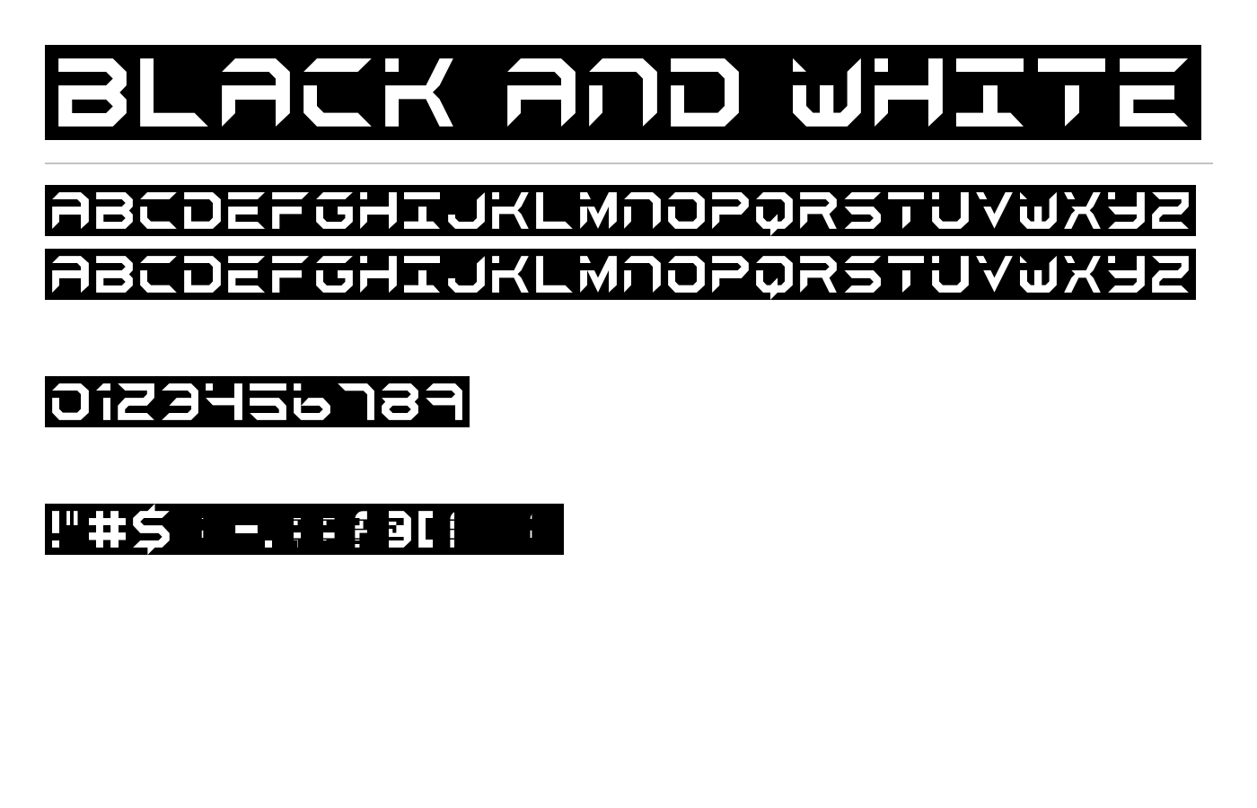 black and white Font preview
