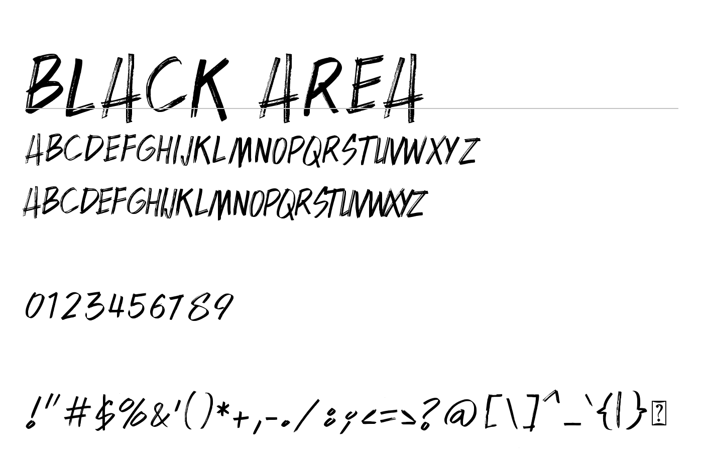 BLACK AREA Font preview