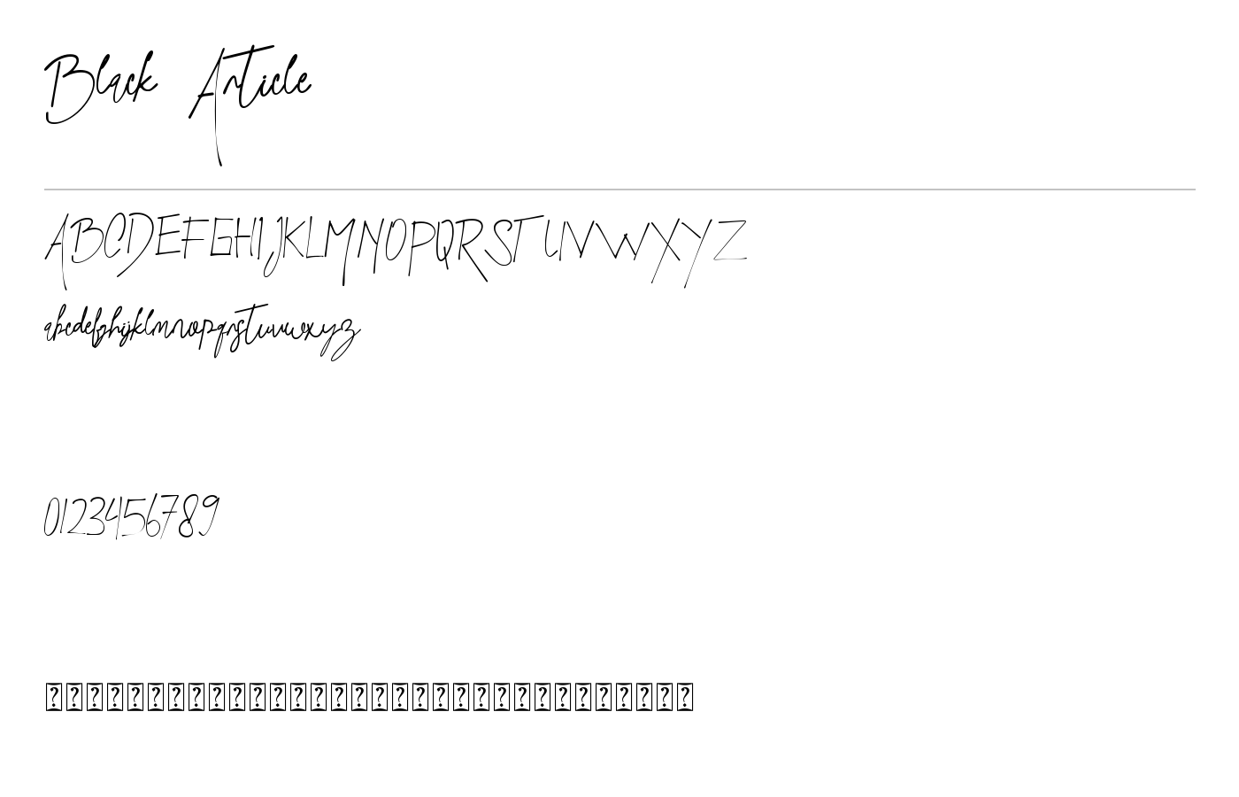 Black Article Font preview