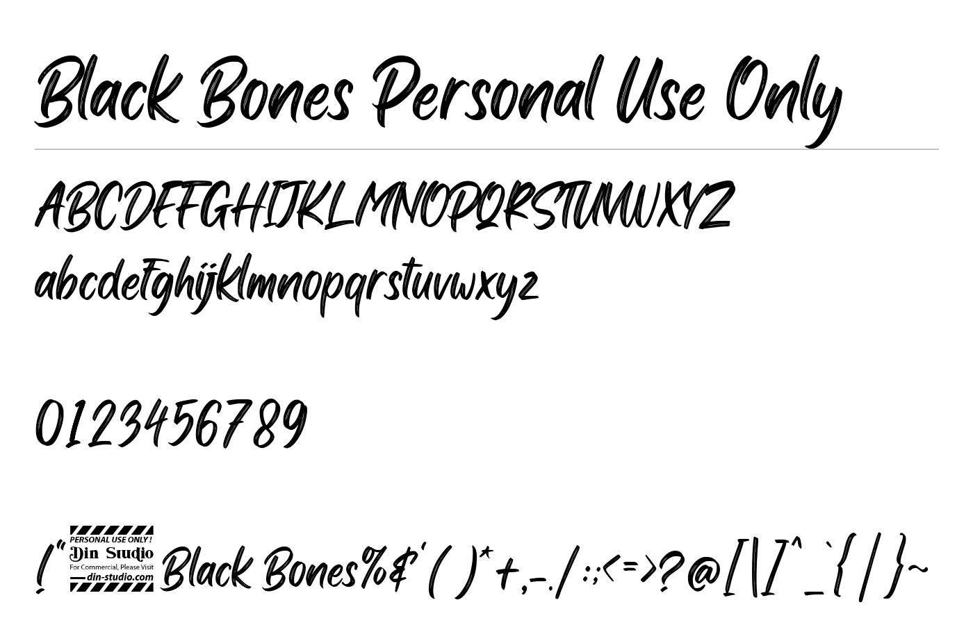 Black Bones Personal Use Only Font preview