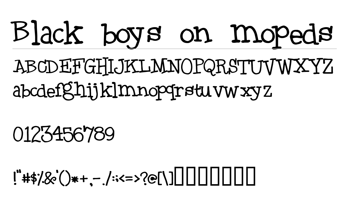 Black boys on mopeds Font preview