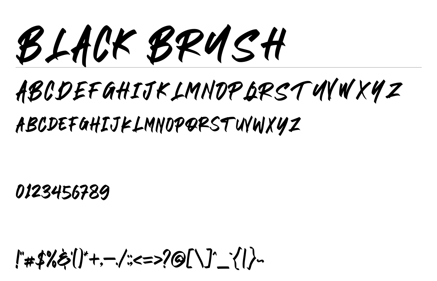 BLACK BRUSH Font preview