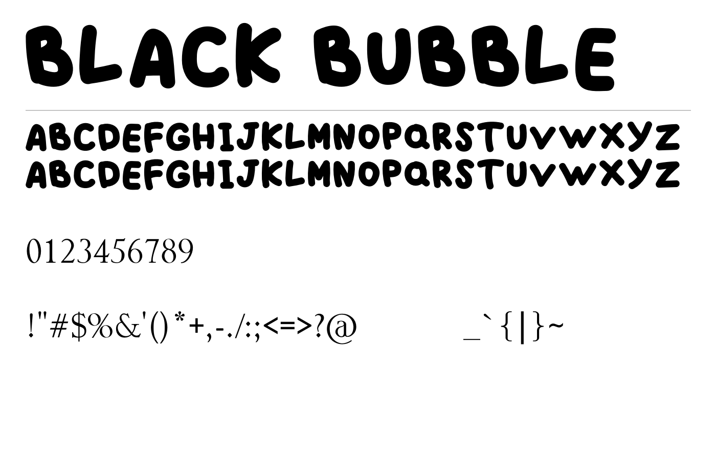 BLACK BUBBLE Font preview