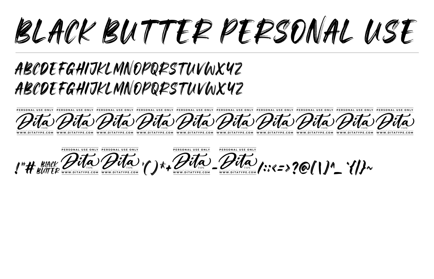 Black Butter Personal Use Font preview