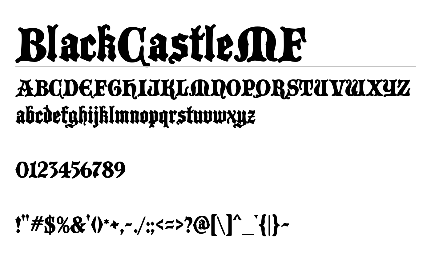 BlackCastleMF Font preview