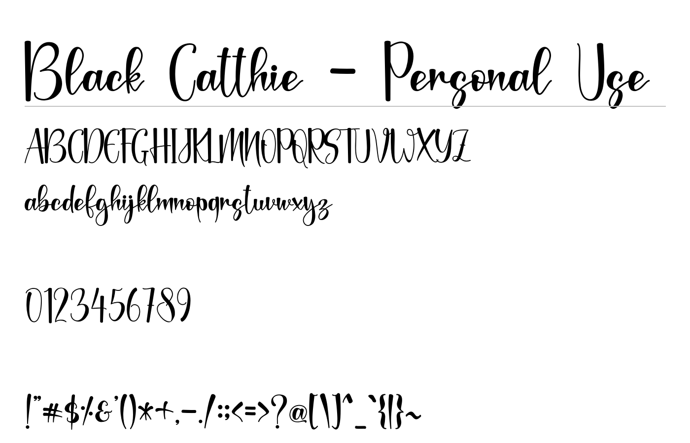 Black Catthie - Personal Use Font preview