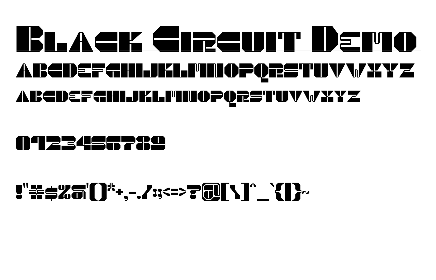 Black Circuit Font preview