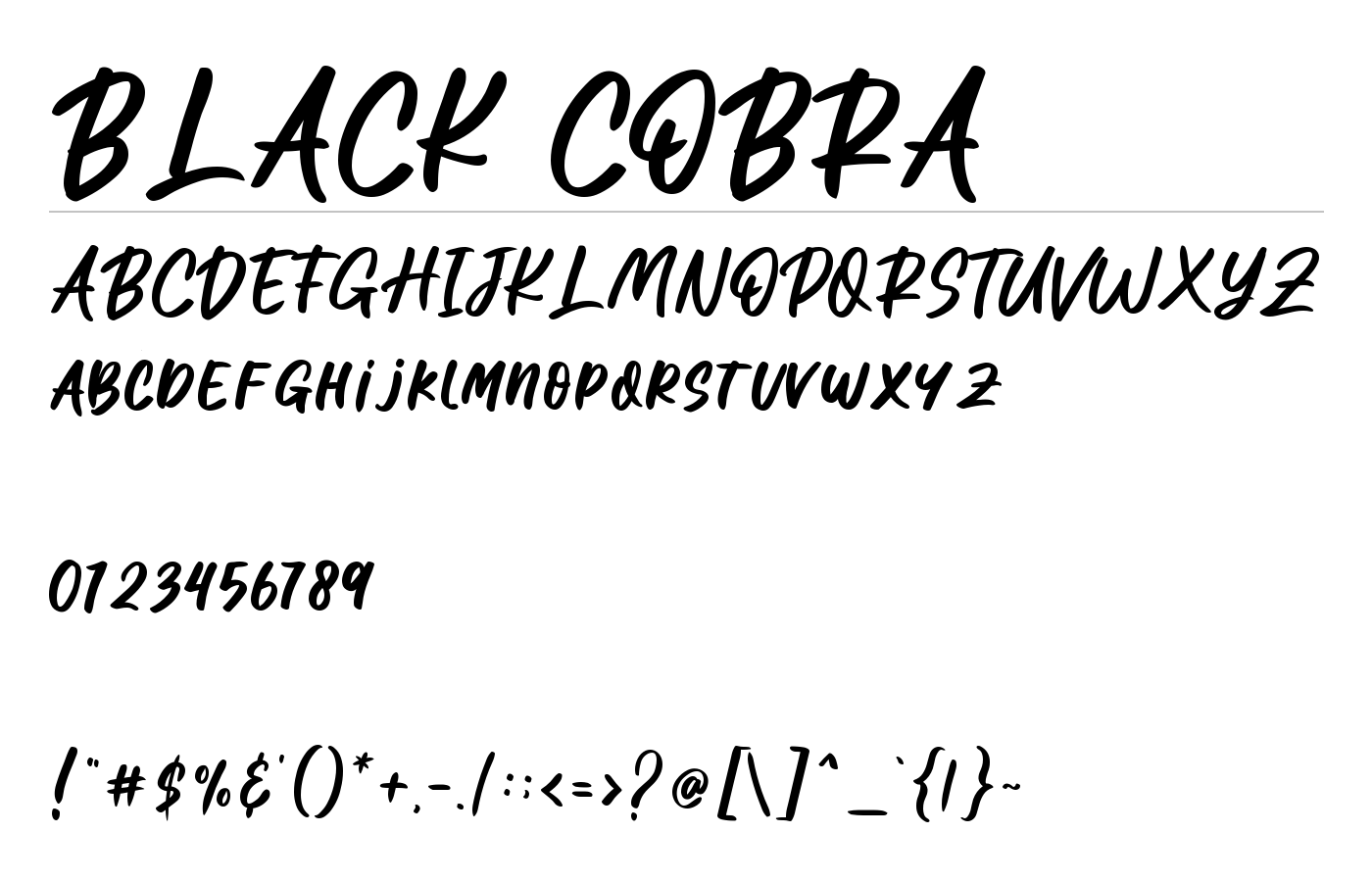 BLACK COBRA Font preview