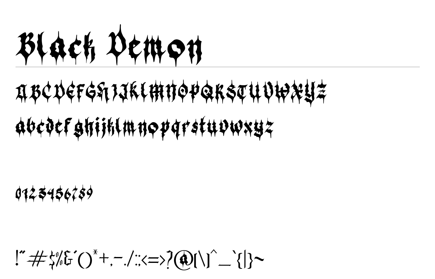 Black Demon Font preview