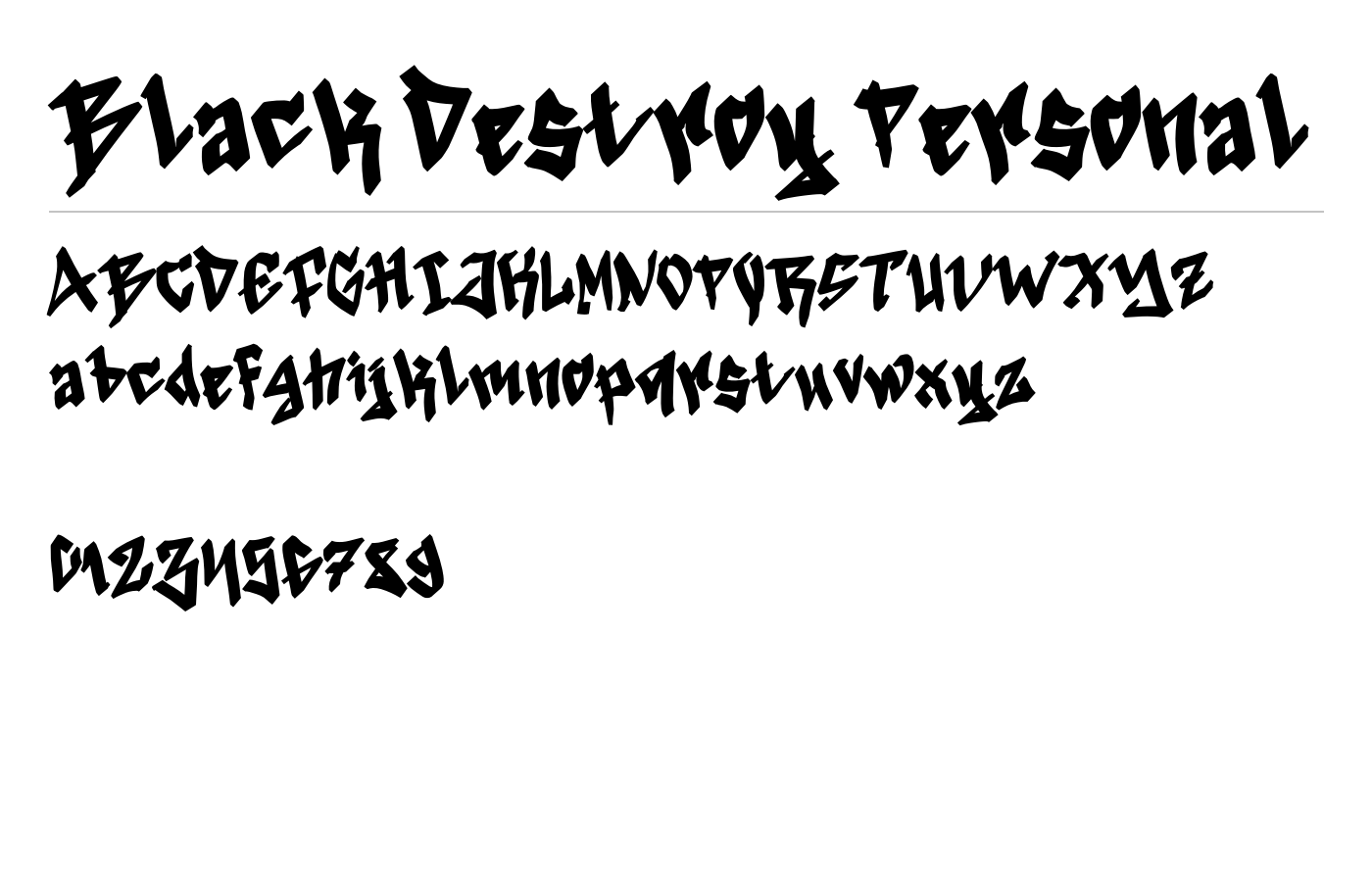 Black Destroy Personal Font preview