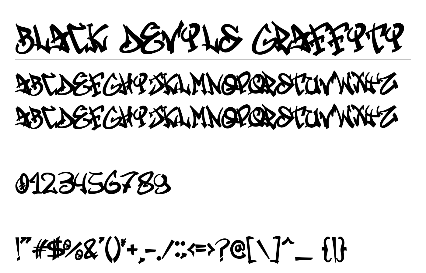 Black Devils Graffiti Font preview