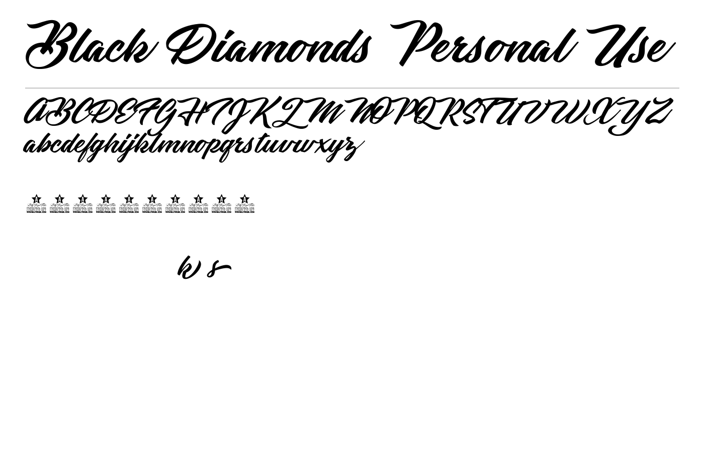 Black Diamonds Personal Use Font preview
