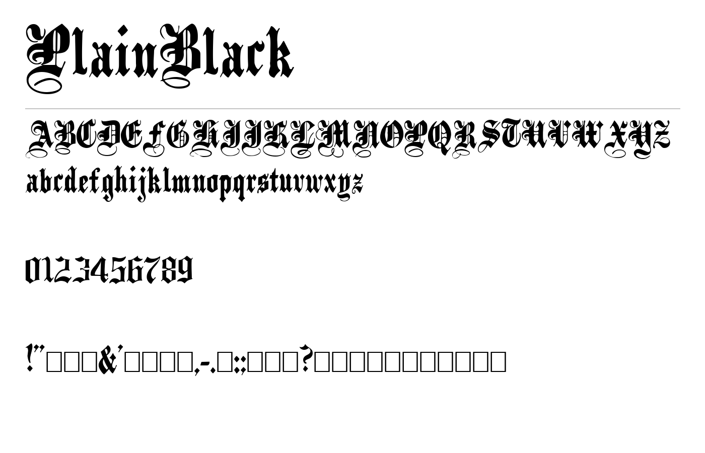 PlainBlack Font preview