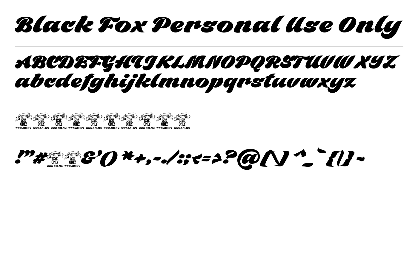Black Fox Personal Use Only Font preview