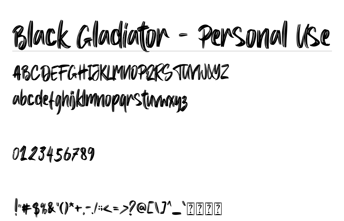 Black Gladiator - Personal Use Font preview