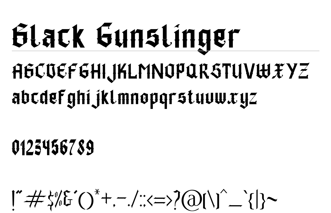 Black Gunslinger Font preview