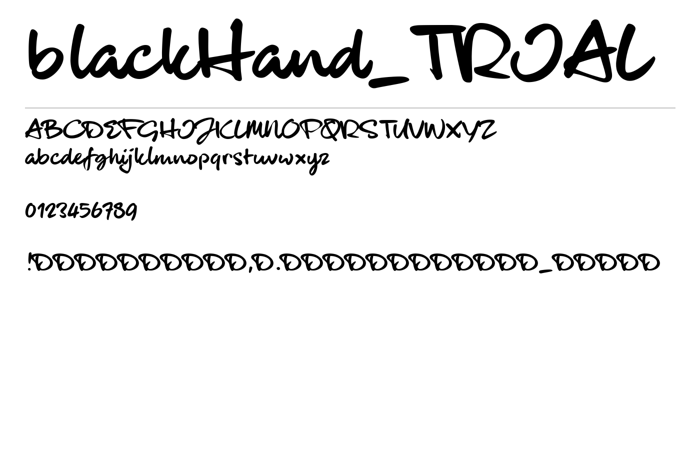 blackHand_TRIAL Font preview