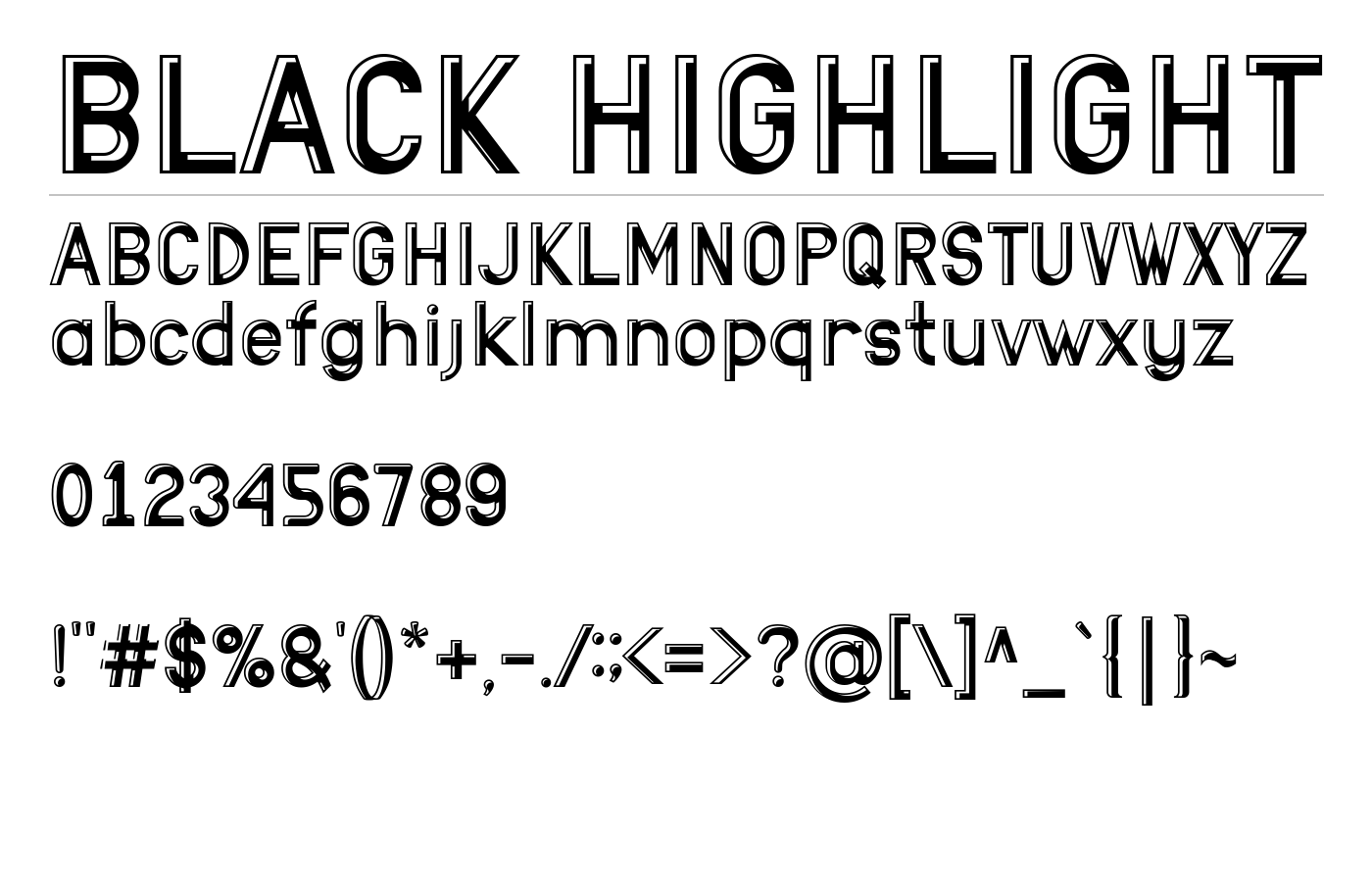 BLACK HIGHLIGHT Font preview