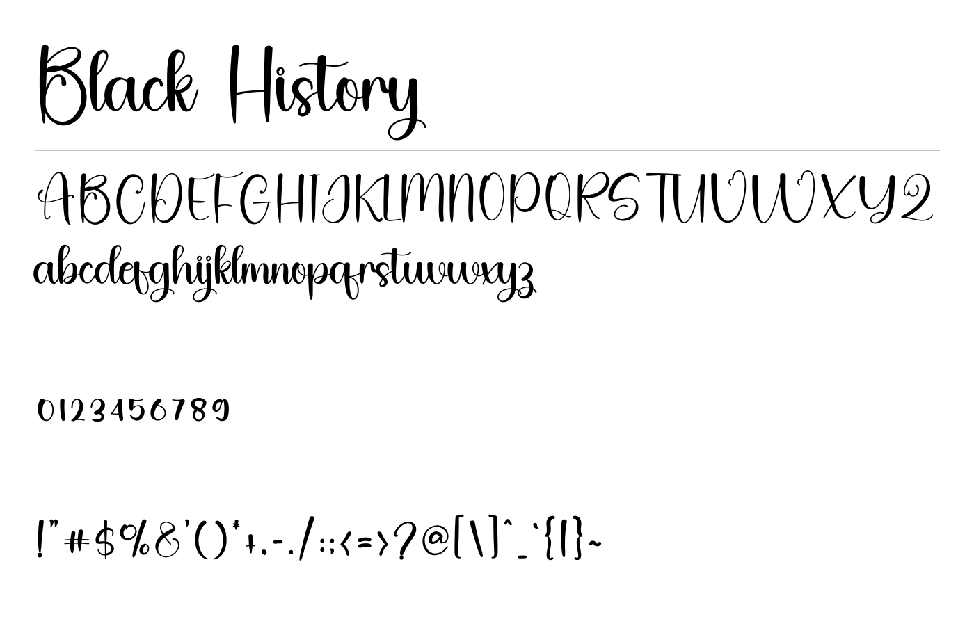 Black History Font preview