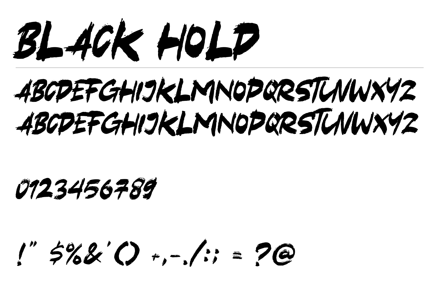Black Hold Font preview