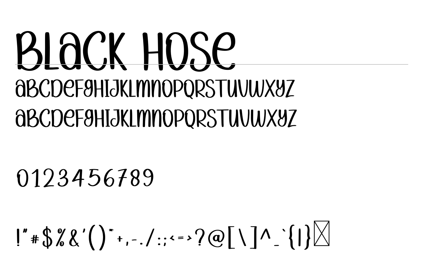 Black Hose Font preview