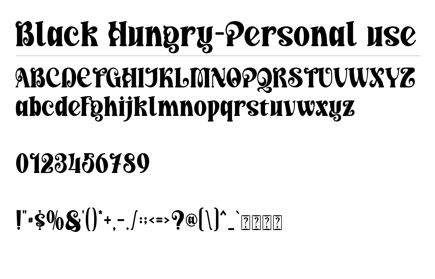Black Hungry-Personal use Font preview