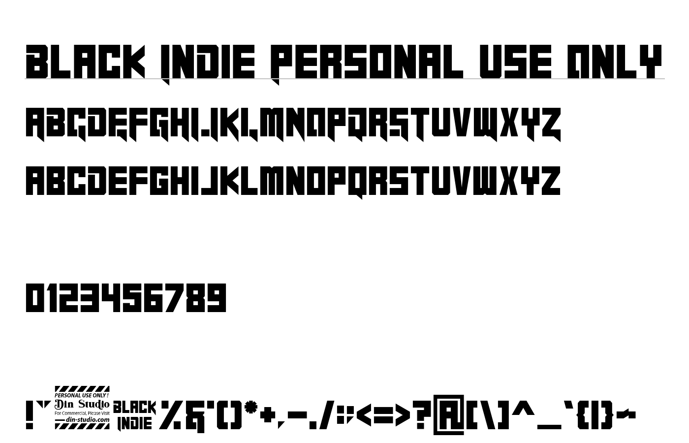 Black Indie Personal Use Only Font preview