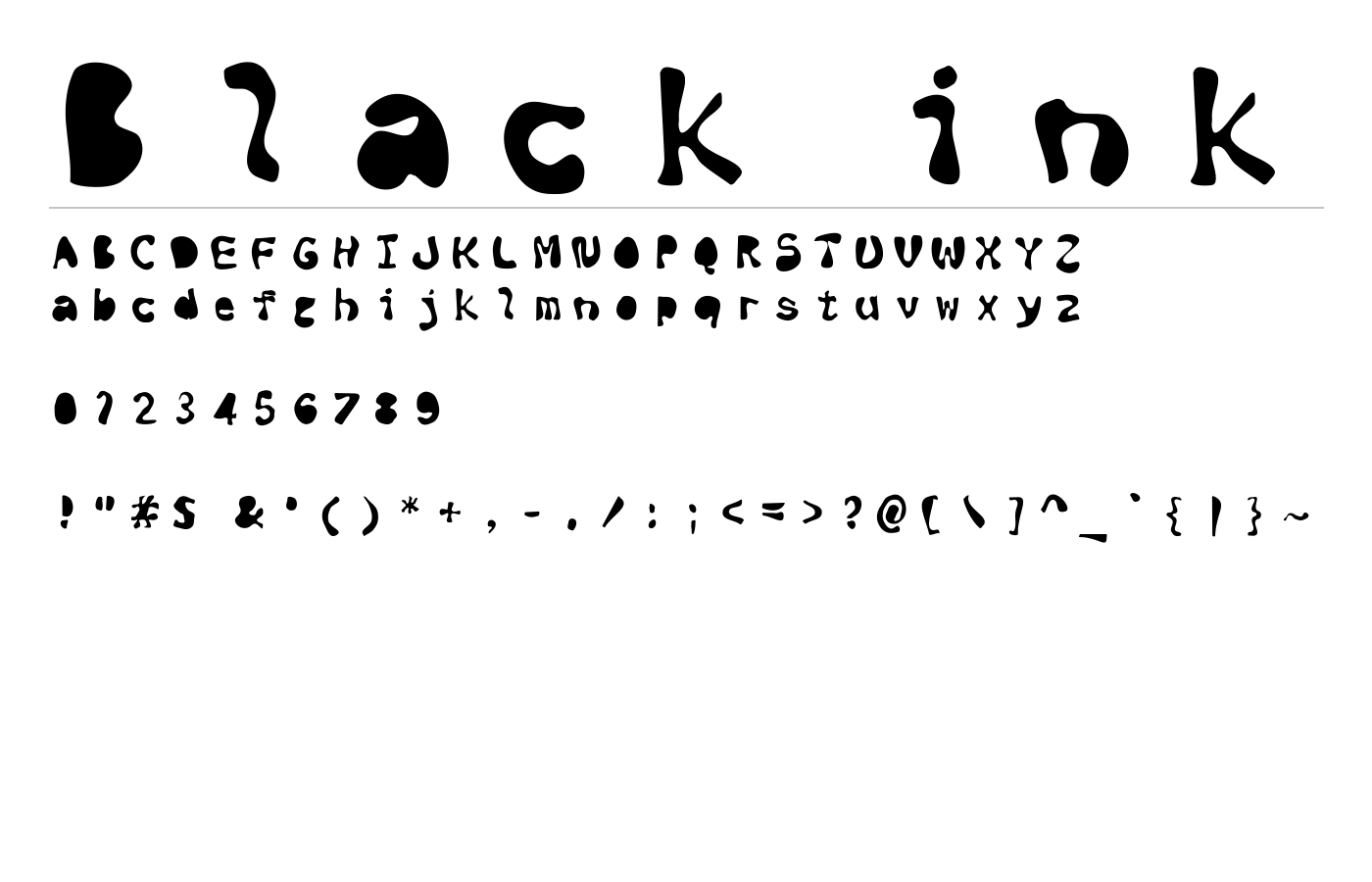 Black ink Font preview