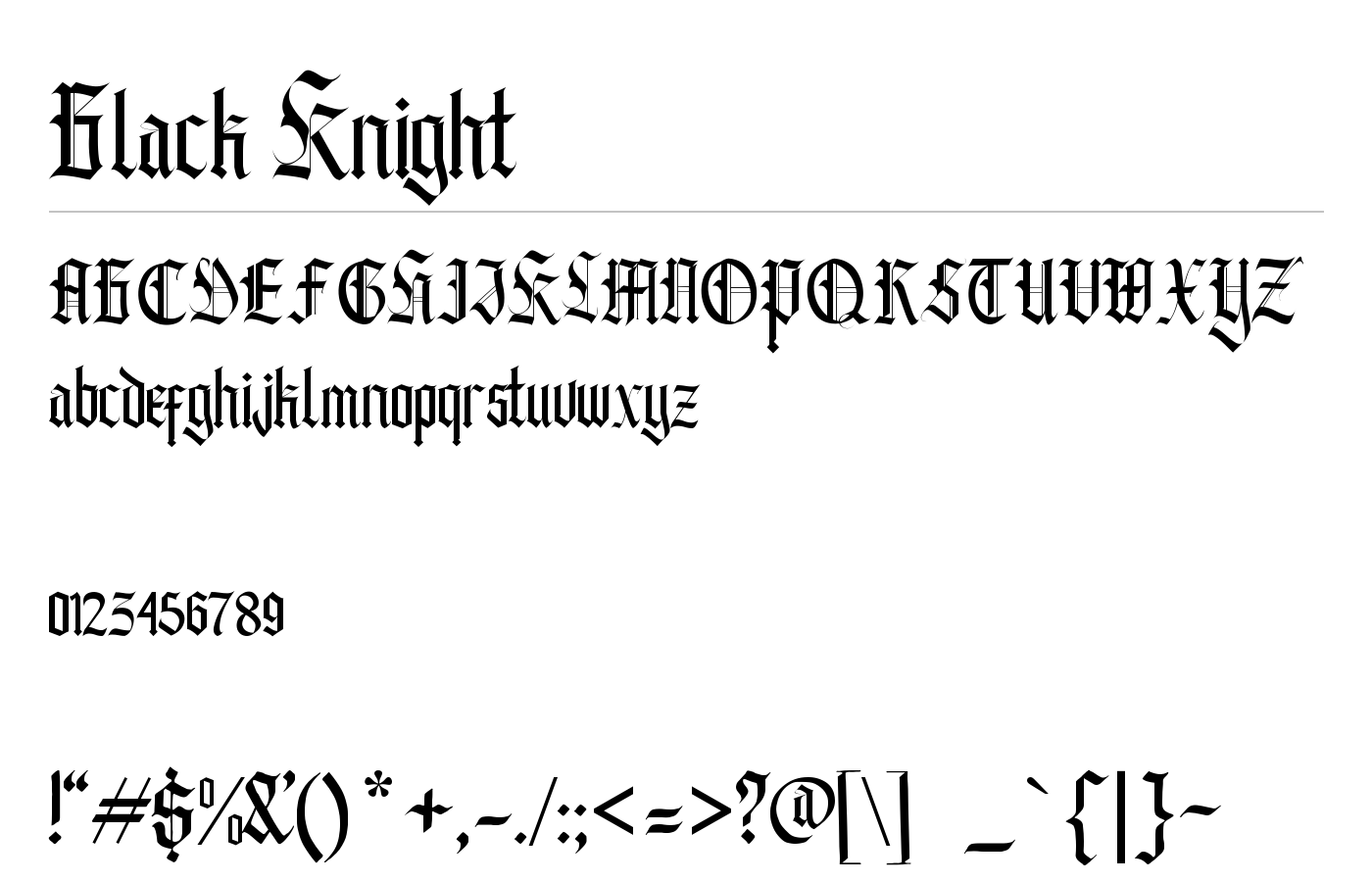 Black Knight Font preview
