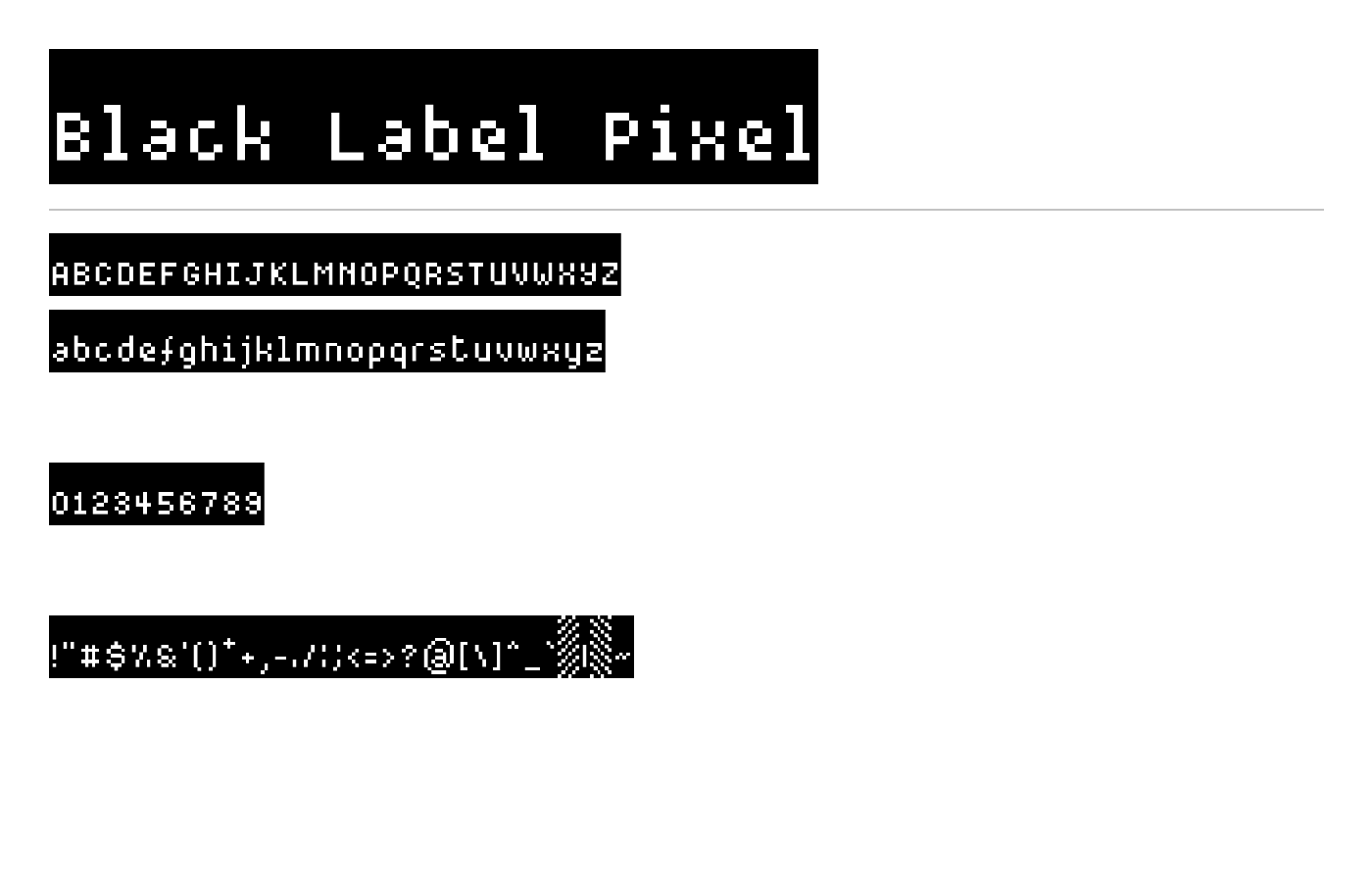 Black Label Pixel Font preview