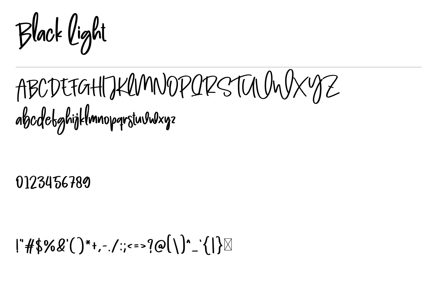 Black Light Font preview
