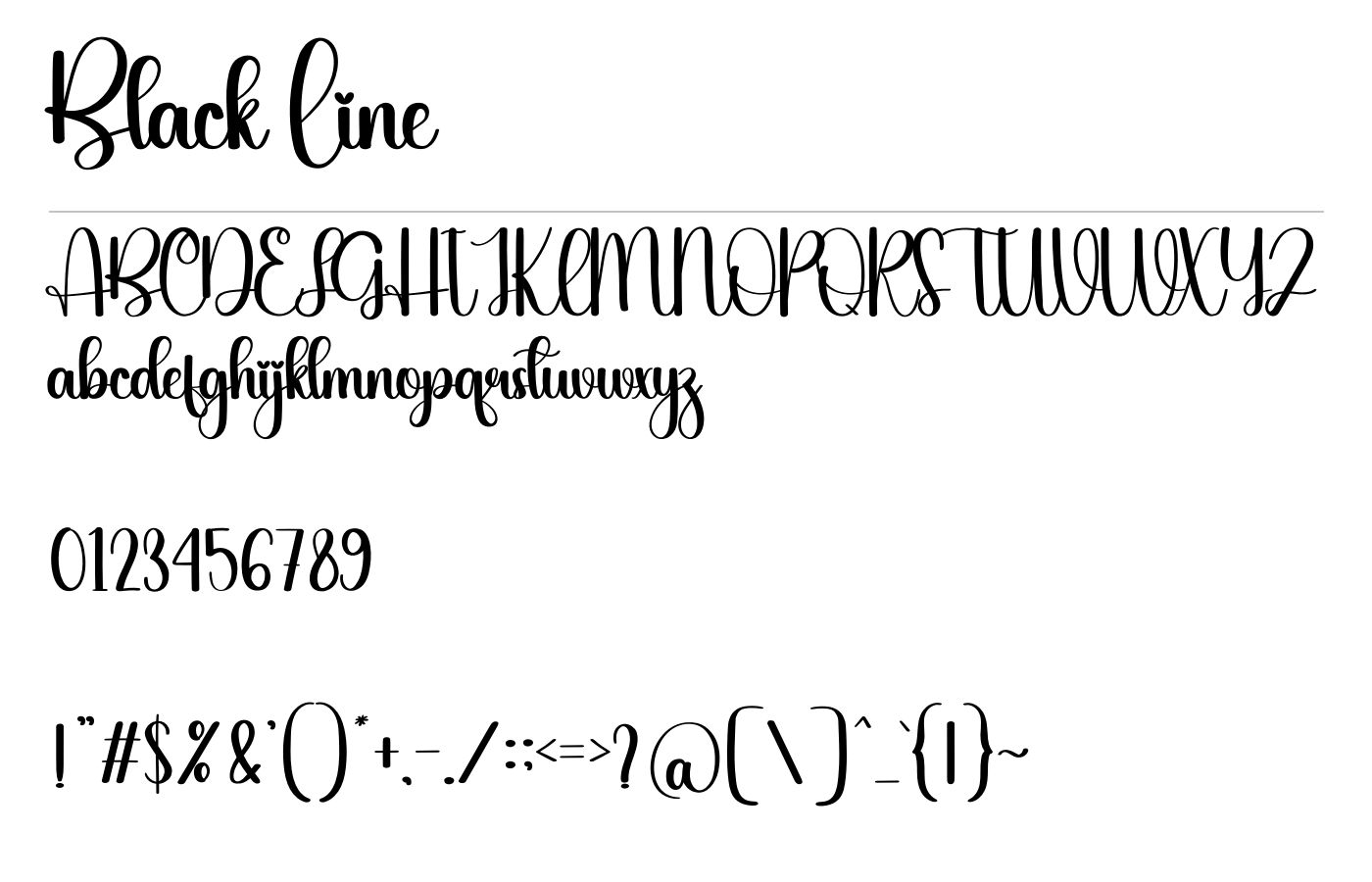 Black Line Font preview
