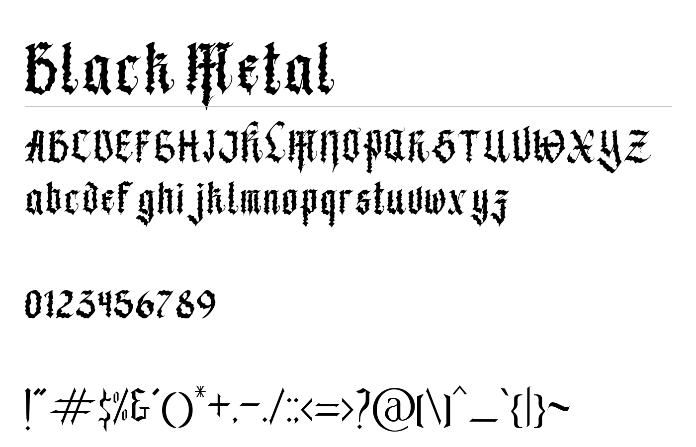 Black Metal Font preview
