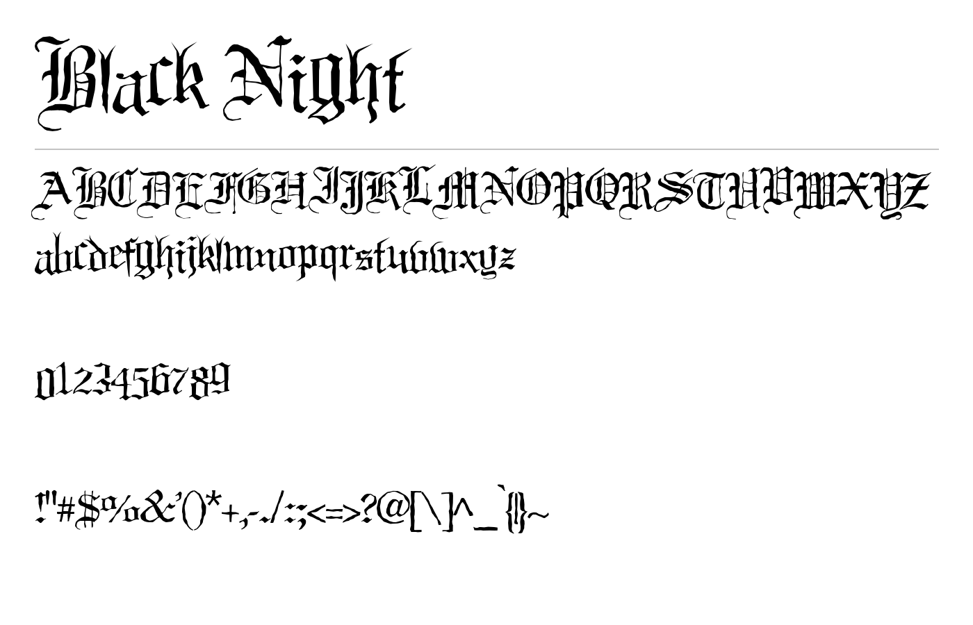 Black Night Font preview