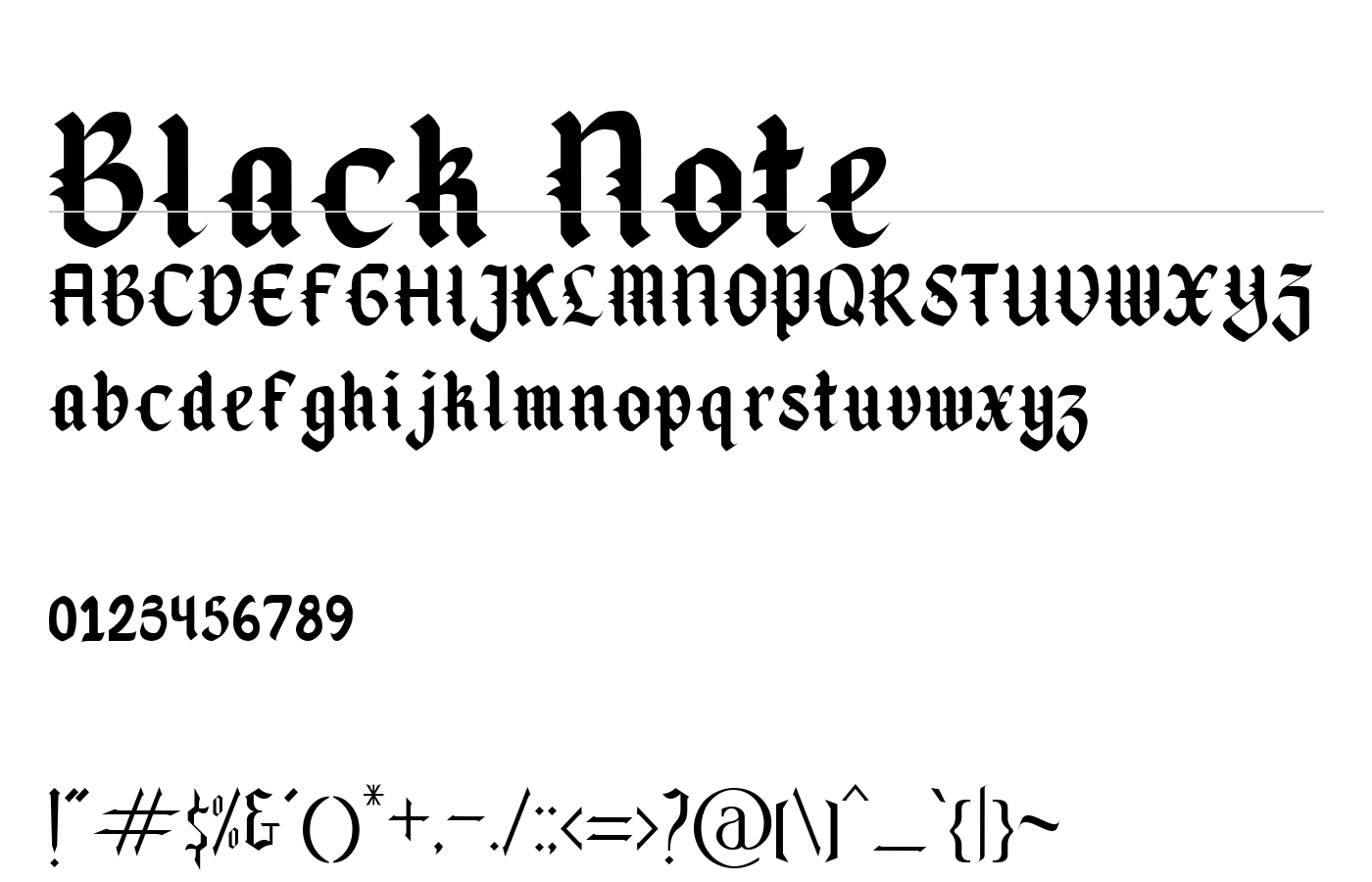 Black Note Font preview