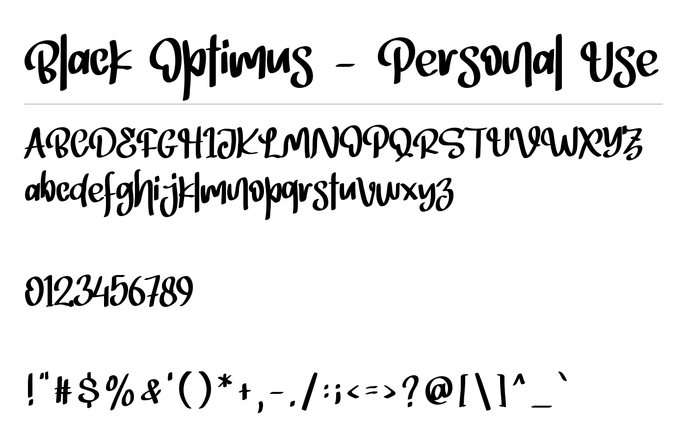 Black Optimus - Personal Use Font preview