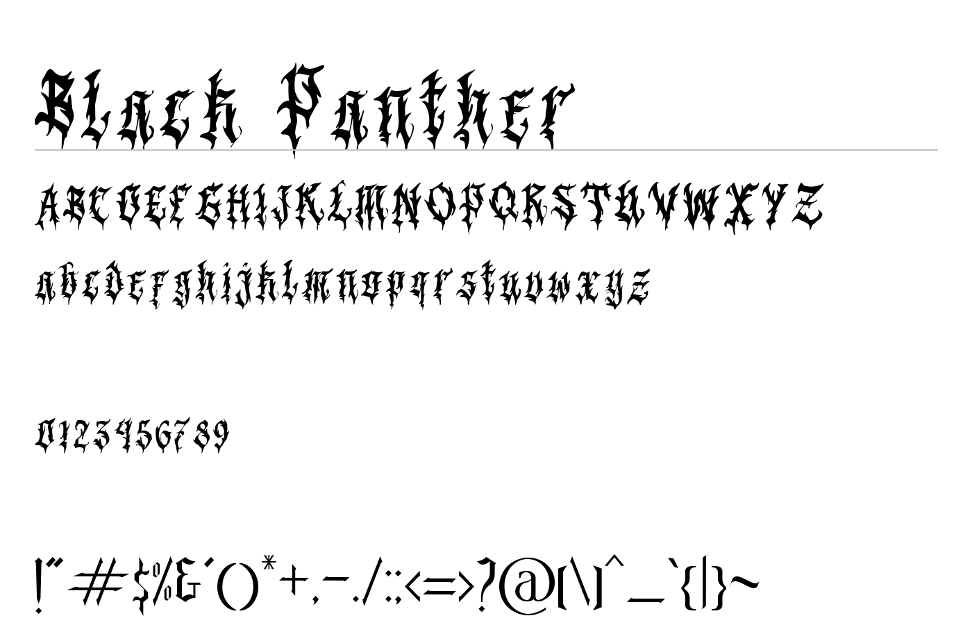 Black Panther Font preview