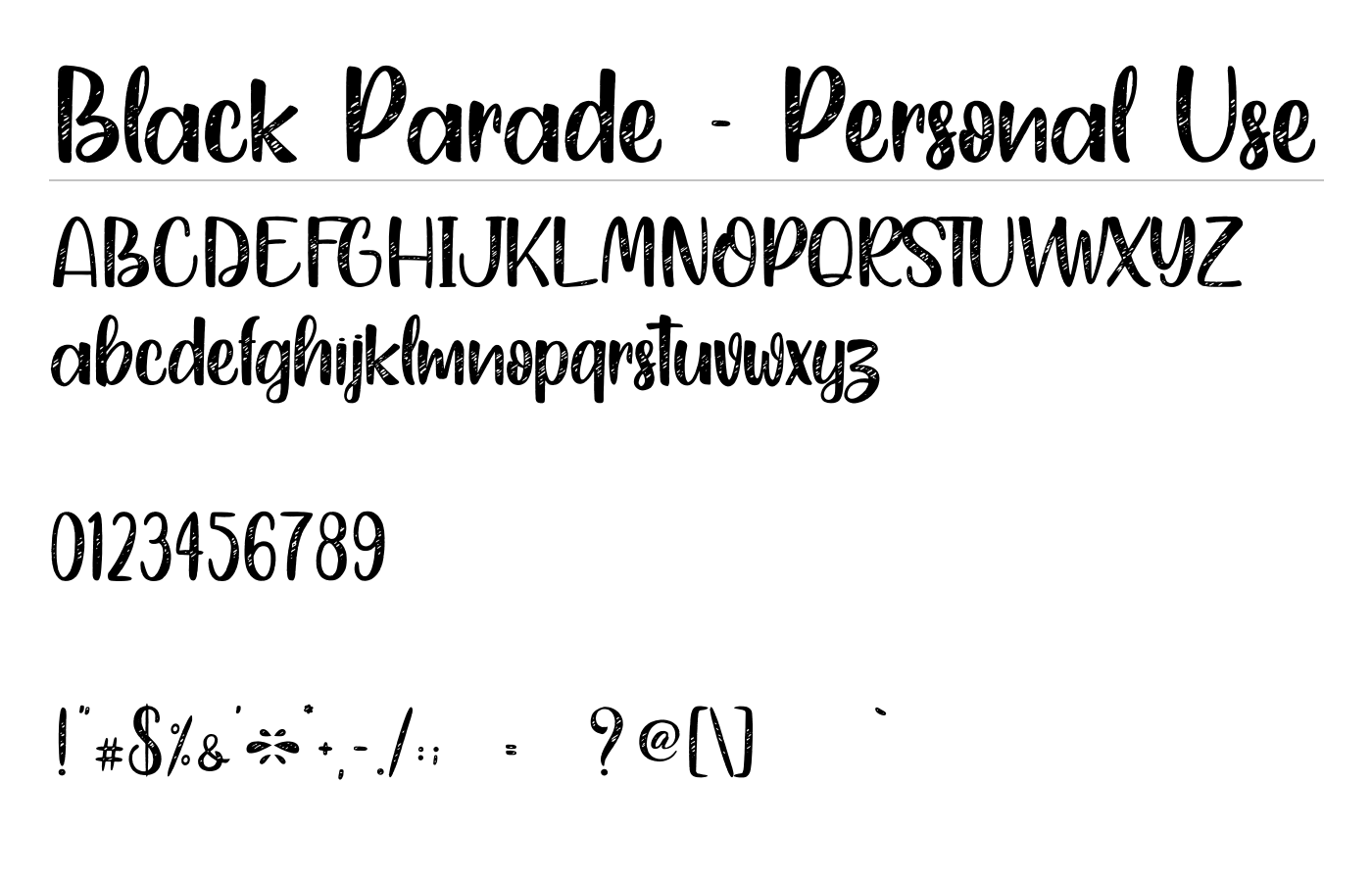 Black Parade - Personal Use Font preview