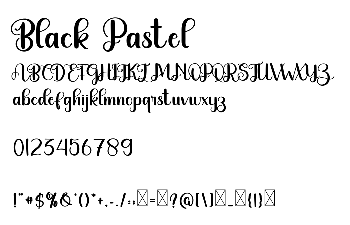 Black Pastel Font preview