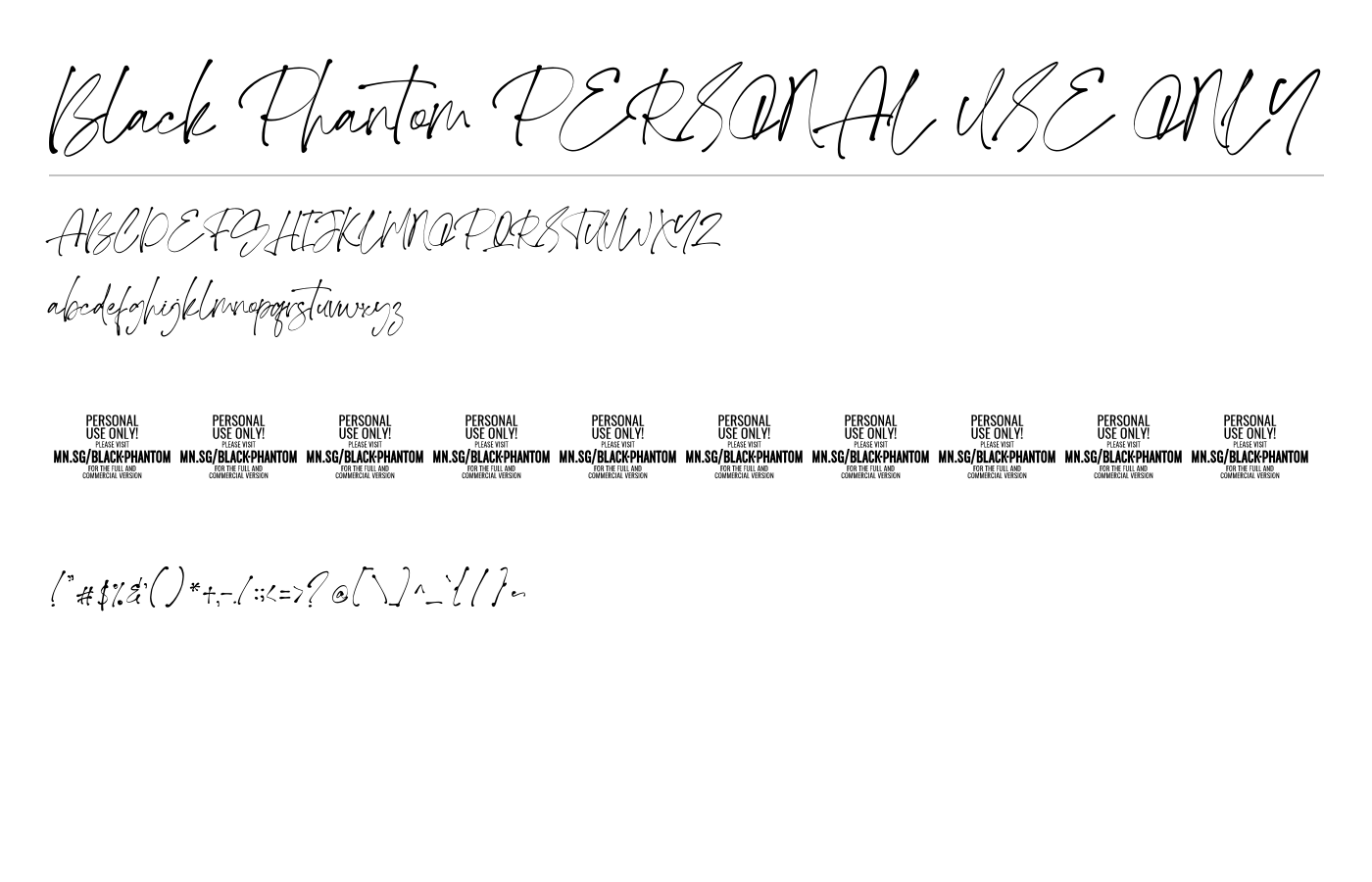 Black Phantom PERSONAL USE ONLY Font preview