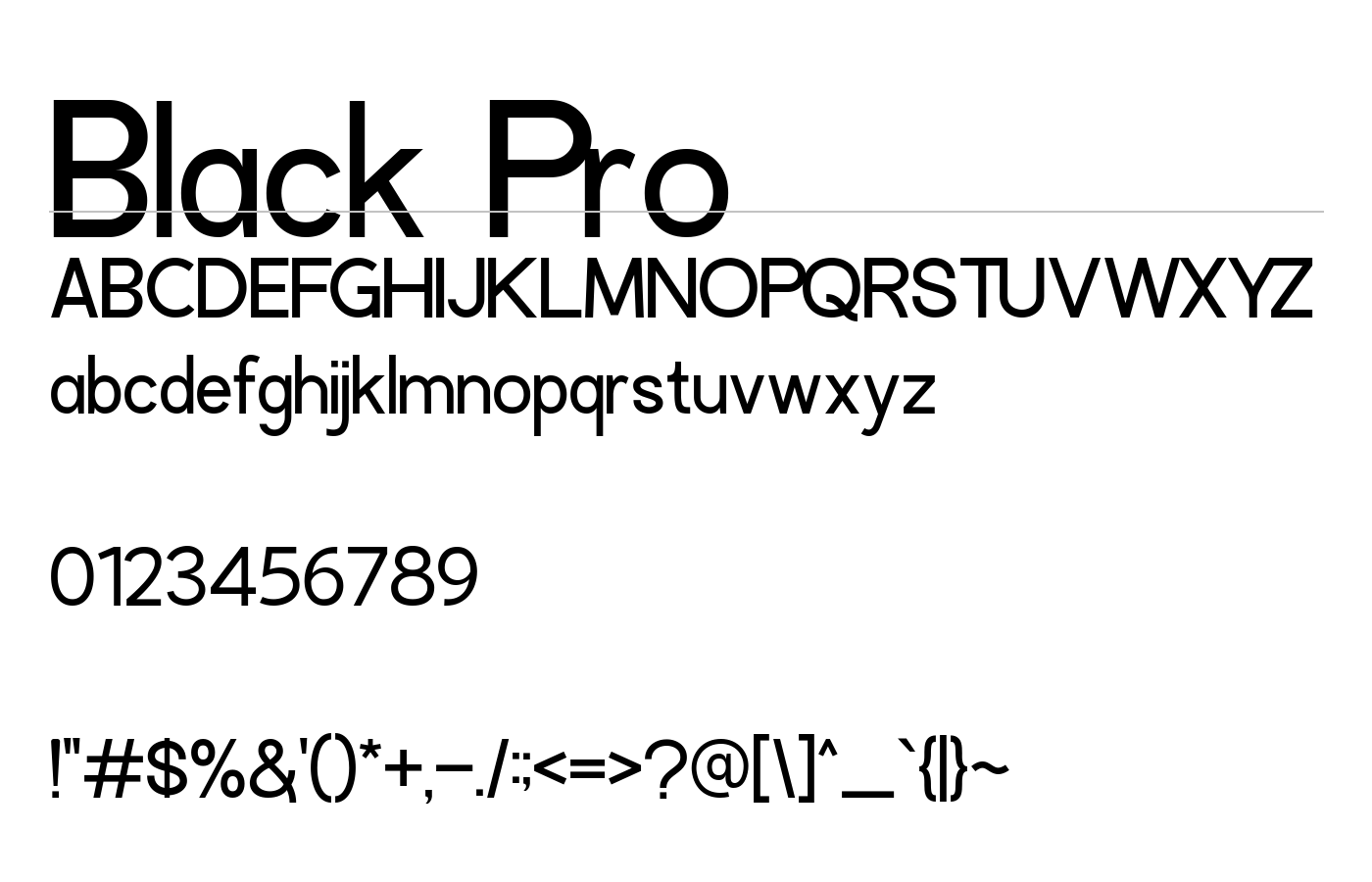 Black Pro Font preview