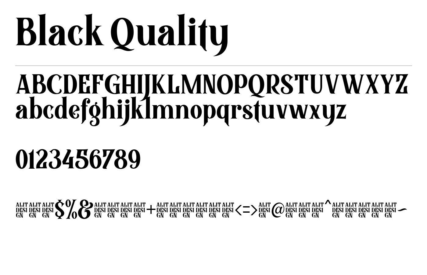 Black Quality Font preview