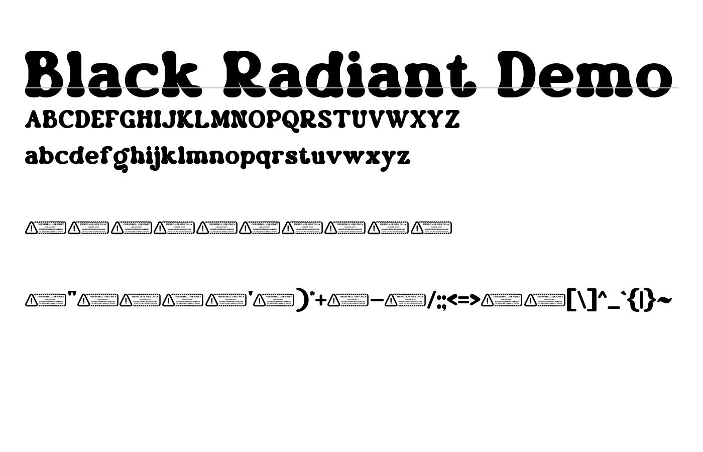 Black Radiant Demo Font preview