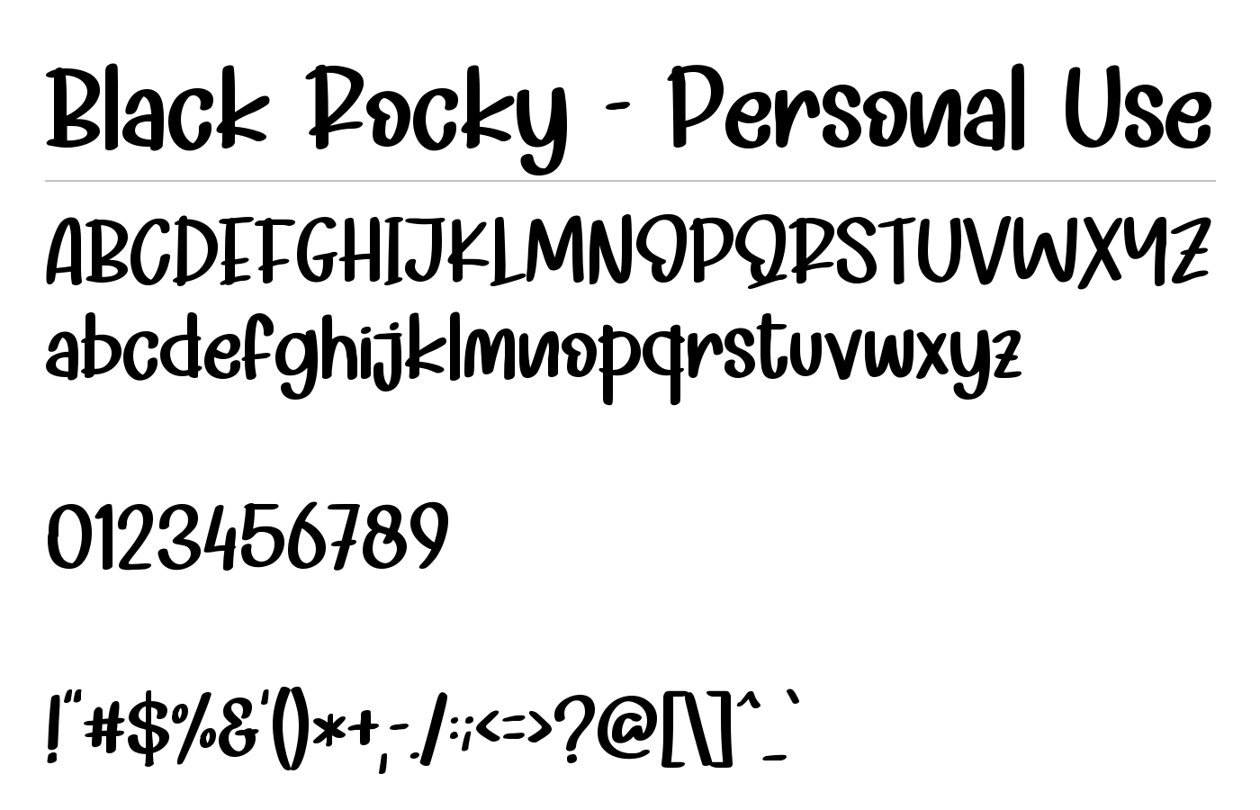Black Rocky - Personal Use Font preview
