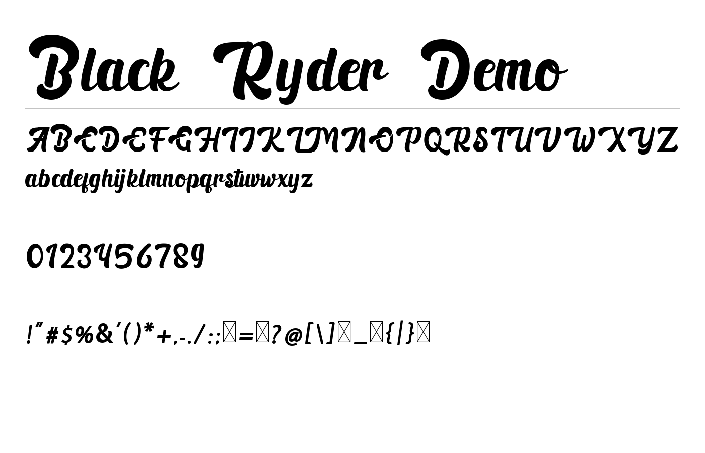 Black Ryder Demo Font preview