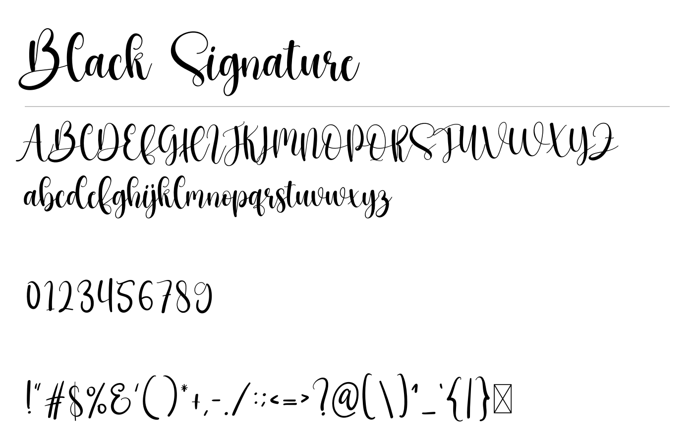 Black Signature Font preview