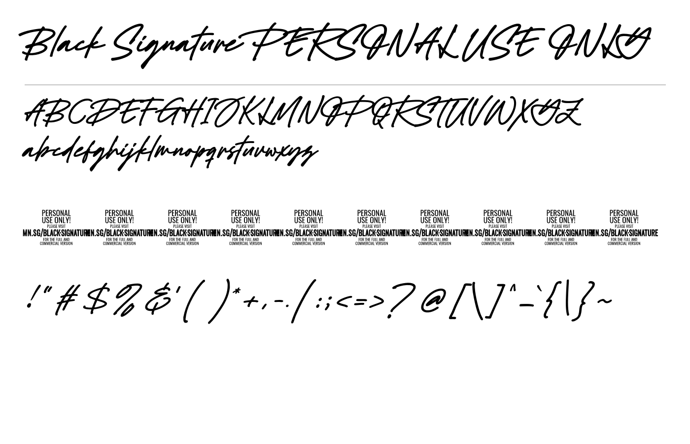 Black Signature PERSONAL USE ONLY Font preview
